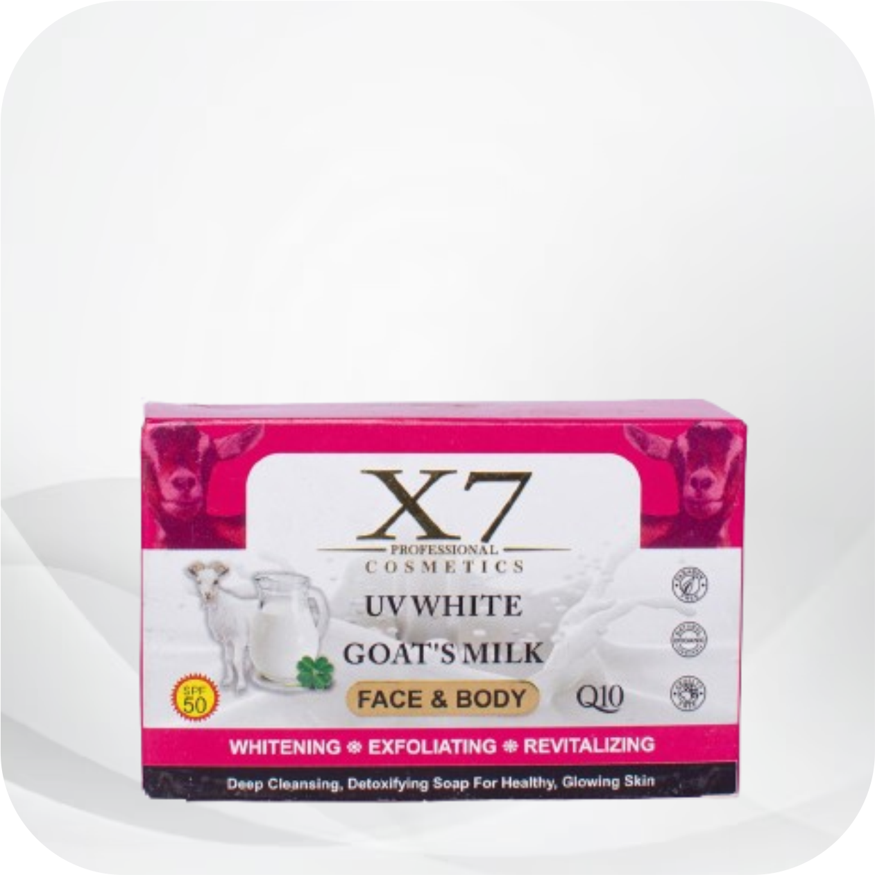 X7 Professional UV White & Goat Milk Face & Body Soap (3pcs) - Image 2